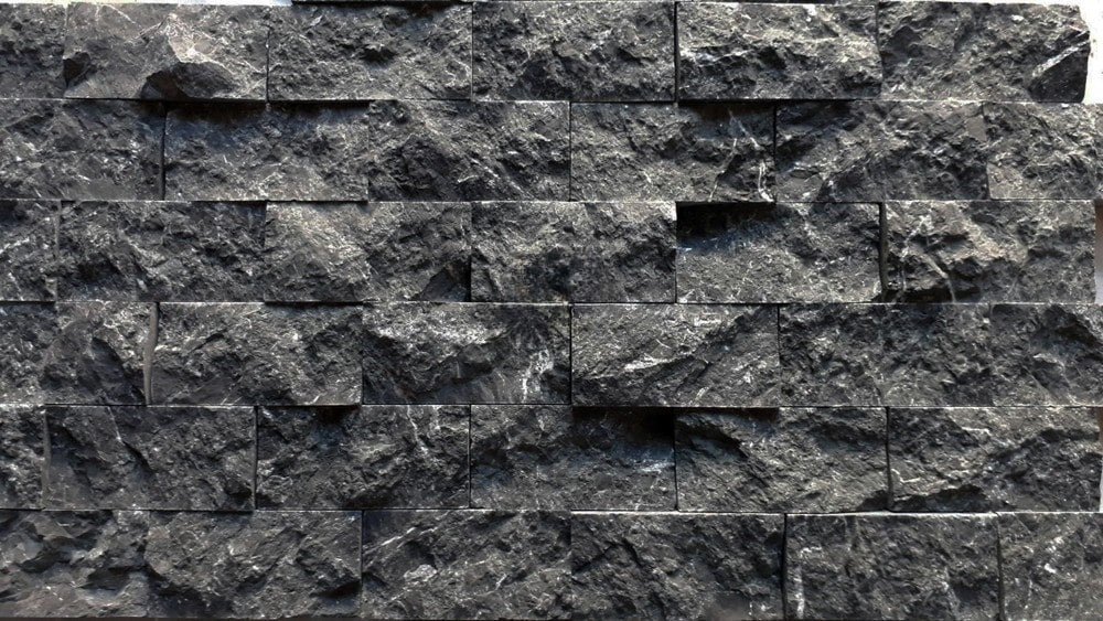 Carrelage pierre naturelle Toros Noir avec collage grillage (0,54m²)