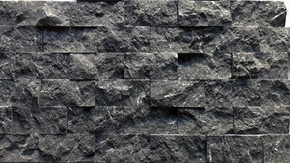 Carrelage pierre naturelle Toros Noir avec collage grillage (0,54m²)